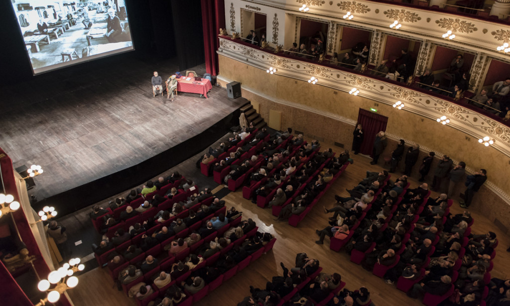 Gianni Berengo Gardin al Teatro della Fortuna di Fano 19 febbraio 2016 foto di Luciano Serafini